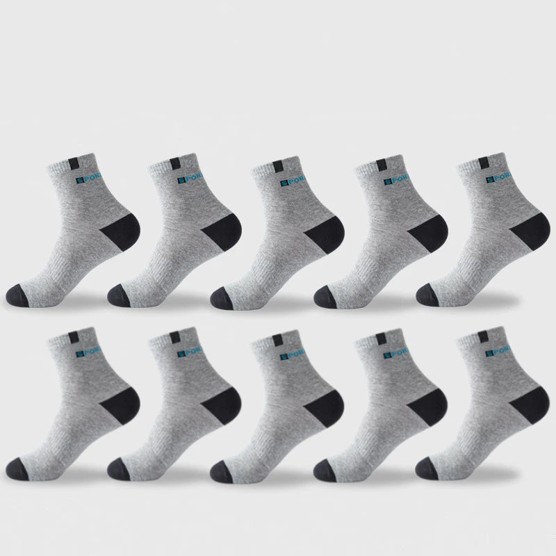 Cotton Sock For Men Sport Breathable Soft Letter Tennis Fashion High Elastic Middle Tube Sock Towel Sox Summer Running