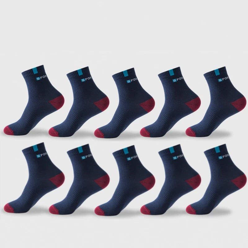 Cotton Sock For Men Sport Breathable Soft Letter Tennis Fashion High Elastic Middle Tube Sock Towel Sox Summer Running