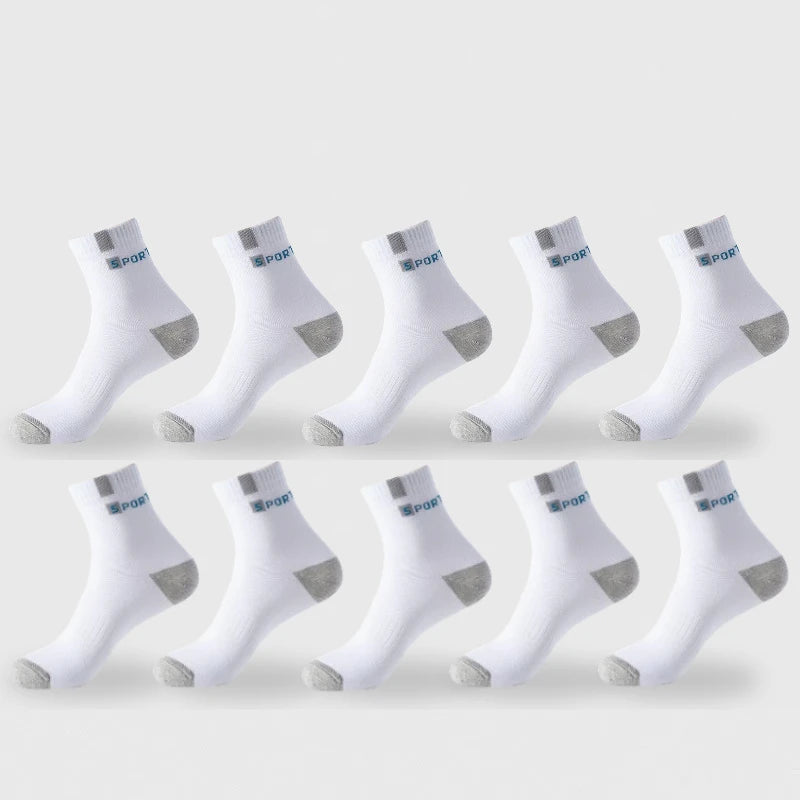 Cotton Sock For Men Sport Breathable Soft Letter Tennis Fashion High Elastic Middle Tube Sock Towel Sox Summer Running